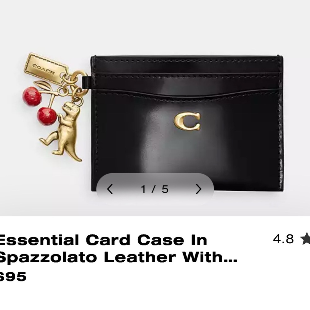 Coach Essential Card Case In Spazzolato Leather with Charms